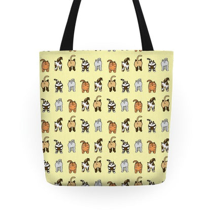 Yellow Cat Butt Pattern Tote Bag