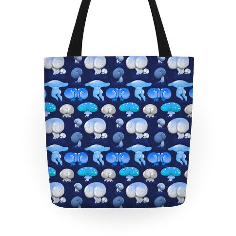 Butt Mushroom Pattern blue Tote Bag