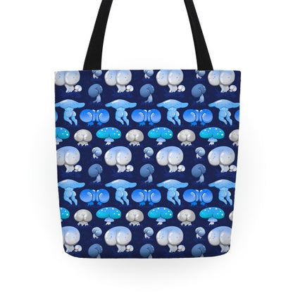 Butt Mushroom Pattern blue Tote Bag