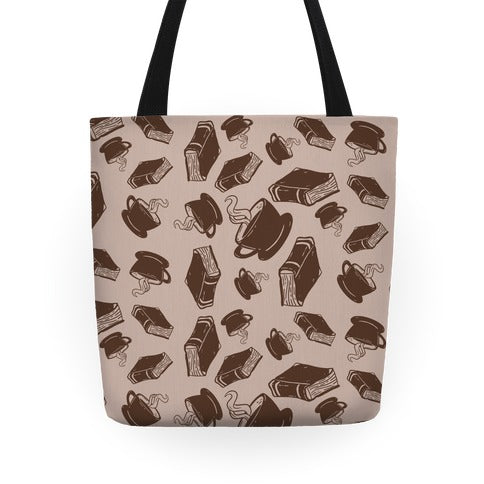 Coffee And Books Pattern Tote Bag