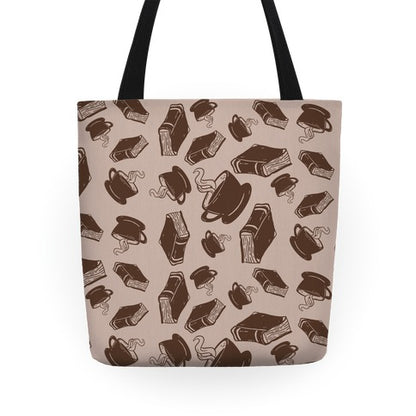 Coffee And Books Pattern Tote Bag