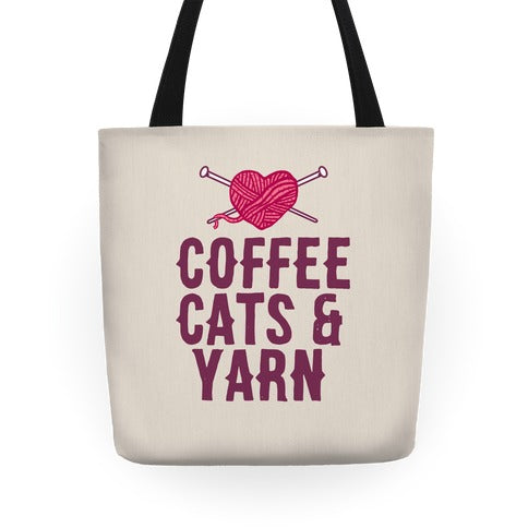 Coffee, Cats and Yarn Tote Bag
