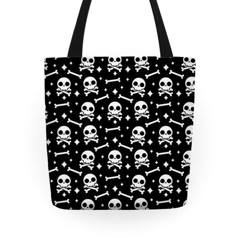 Cute Skull N' Bones Pattern (Black) Tote Bag