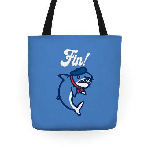 Fin French Shark Parody Tote Bag