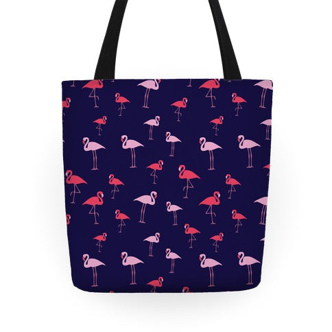 Flamingo Pattern (Navy) Tote Bag