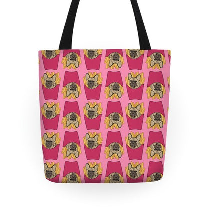 French Fry French Bulldog Pattern Tote Bag