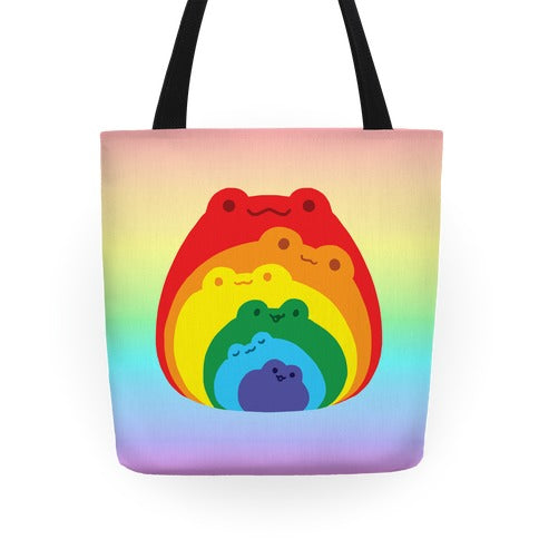 Frogs In Frogs In Frogs Rainbow Tote Bag