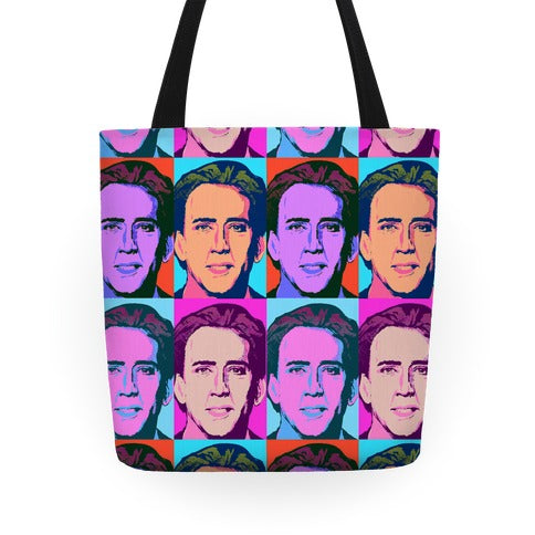Nicholas Cage Pop Art Parody Tote Bag