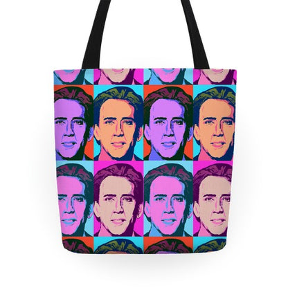 Nicholas Cage Pop Art Parody Tote Bag
