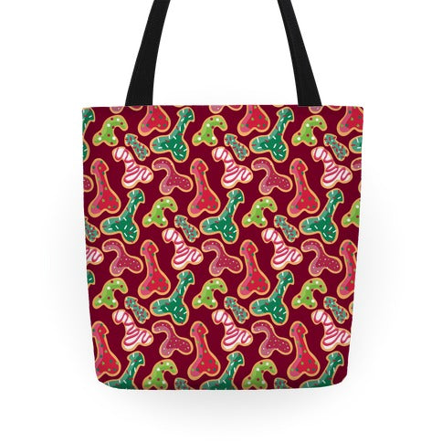 Penis Christmas Cookies Pattern Tote Bag