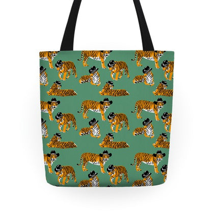 Tigers in Cowboy Hat Pattern Tote Bag