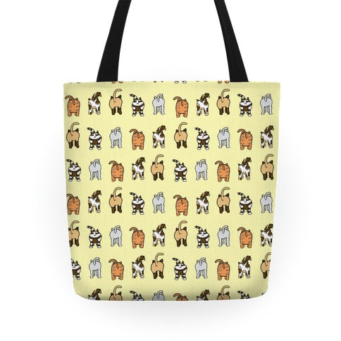 Yellow Cat Butt Pattern Tote Bag
