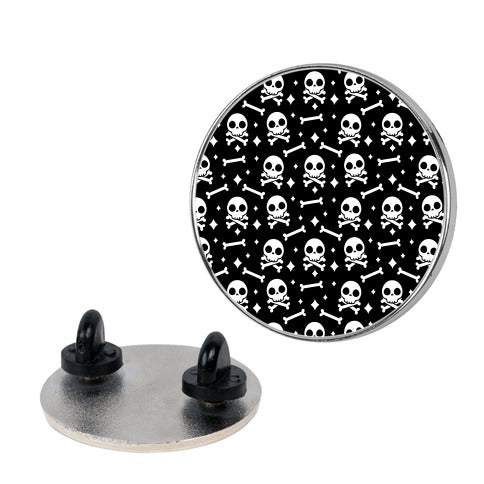 Cute Skull N' Bones Pattern (Black) Pin