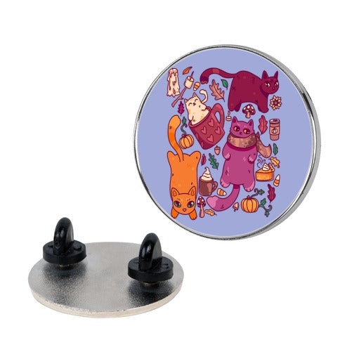 Fall Cats Pattern Pin