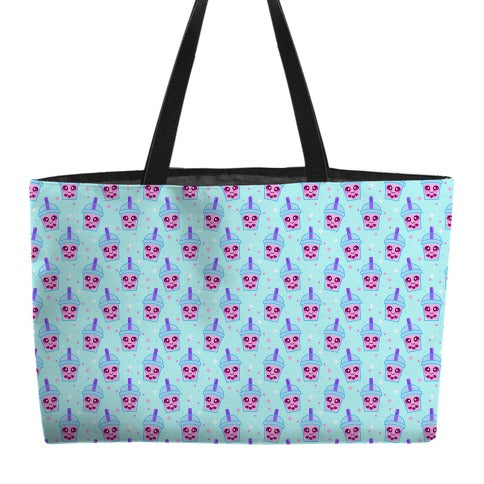 Kawaii Boba Heart Pattern Weekender Tote