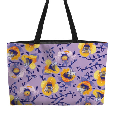 Sleepy Bumble Bee Butts Floral Weekender Tote