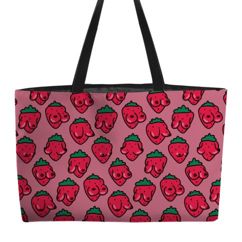 Strawboobies Pattern Weekender Tote