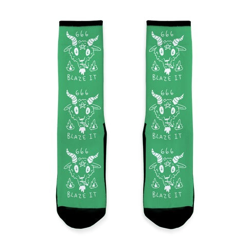 666 Blaze It Satan Socks