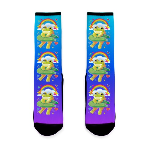 90's Rainbow Frog Socks