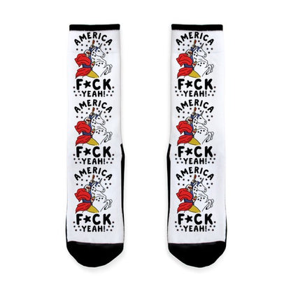 America F*ck Yeah Washington Unicorn Socks