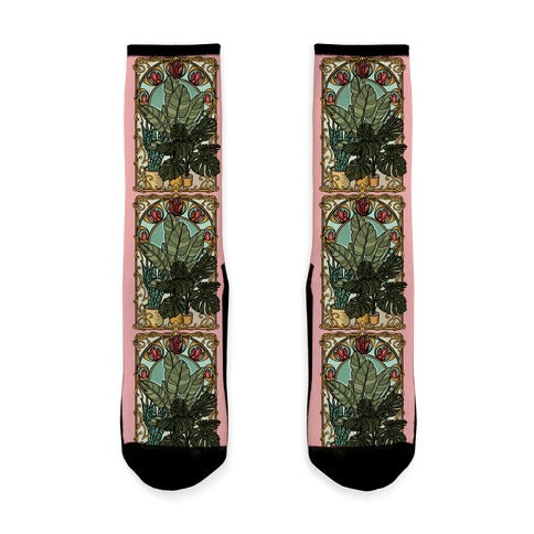 Art Nouveau House Plants Socks