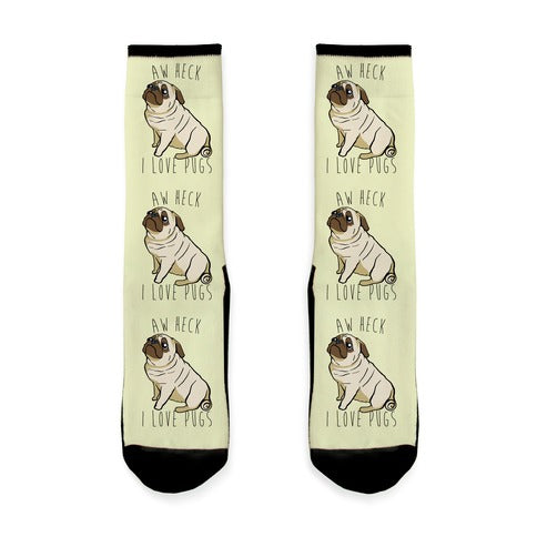 Aw Heck I Love Pugs Socks