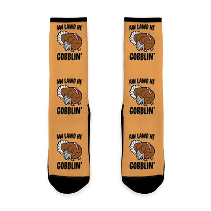 Aw Lawd He Gobblin' Turkey Parody Socks