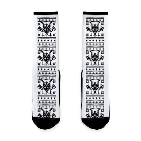Baphomet Ugly Christmas Sweater  Socks