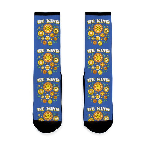 Be Kind Flower Power Smileys Socks