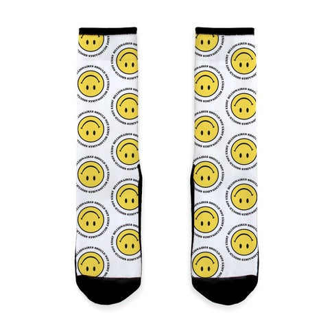 Billionaires Should Not Exist Upside-Down Smiley Face Socks