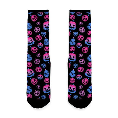 Bisexual Pride Jack-o'-Lanterns Pattern Socks