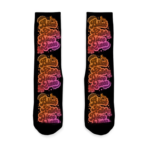 Black Roller Disco Queen Socks