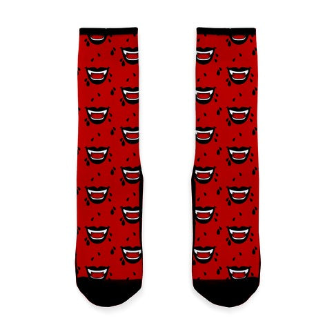 Black Vampire Lips Pattern Socks