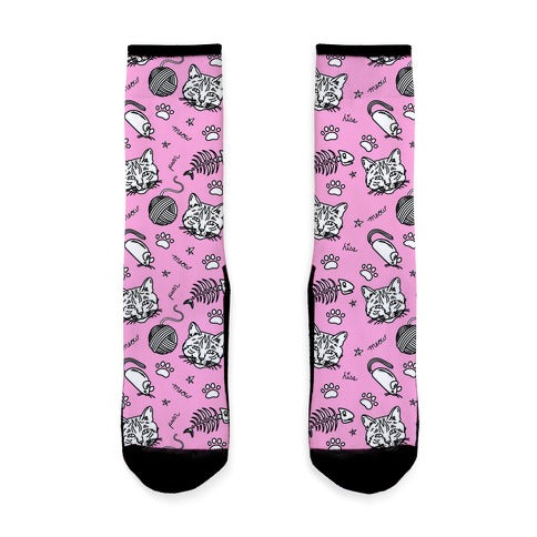 Cats and Cat Toys Pattern Socks
