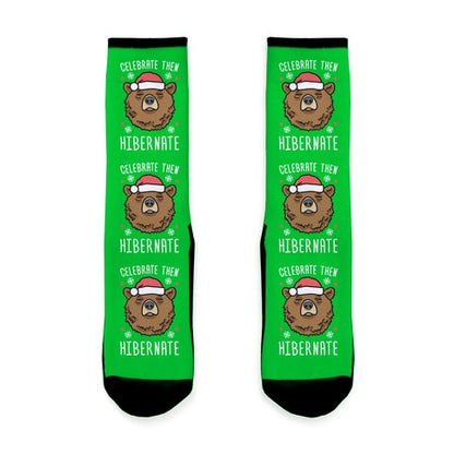 Celebrate Then Hibernate Socks