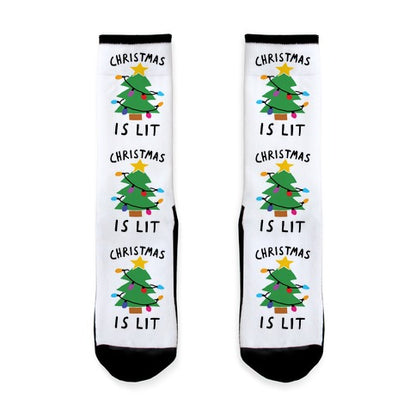 Christmas Is Lit Socks