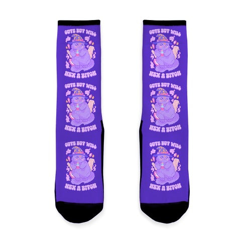 Cute But Will Hex a Bitch Cat Socks