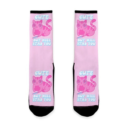 Cute But Will Stab You Cat Socks