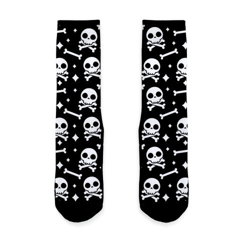 Cute Skull N' Bones Pattern (Black) Socks