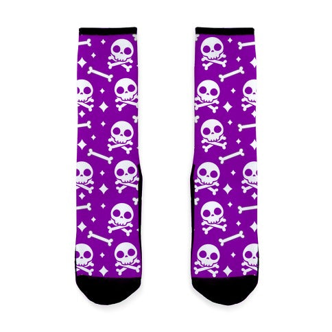 Cute Skull N' Bones Pattern (Purple) Socks