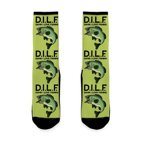 D.I.L.F. Damn I Love Fishing Socks