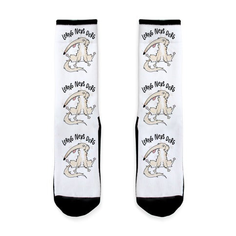 Derpy Dog Borzoi Lerng Ners Derg Socks