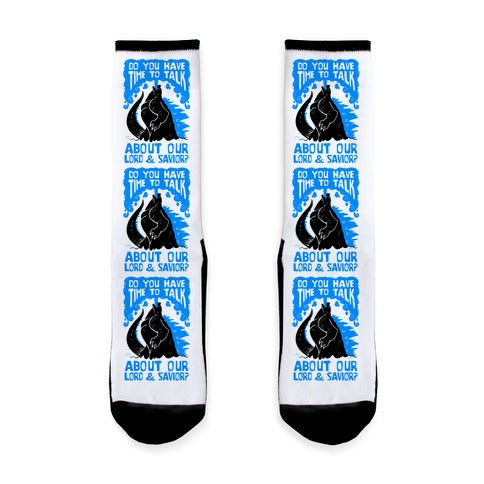 Do You Have Time To Talk About Our Lord And Savior Godzilla Christ? Socks