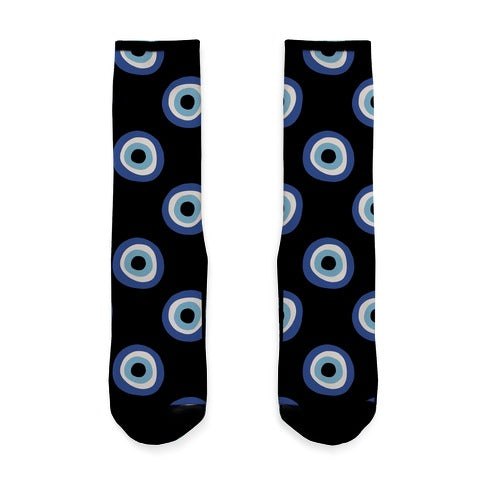Evil Eye Pattern Black Socks