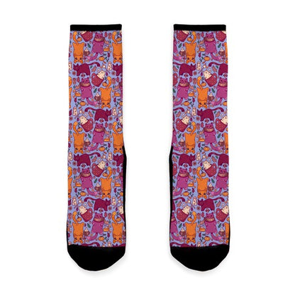 Fall Cats Pattern Socks