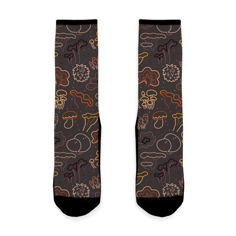 Fall Mushrooms (Dark Background)  Socks