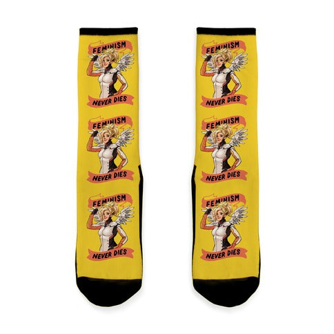 Feminism Never Dies Mercy Parody Socks