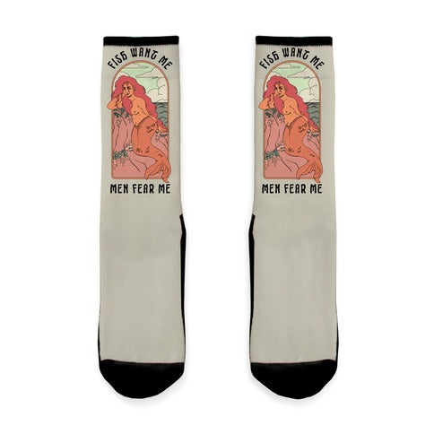 Fish Want Me Men Fear Me Mermaid Socks