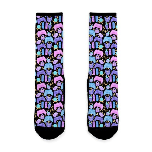 Gamer Witch Pattern Socks