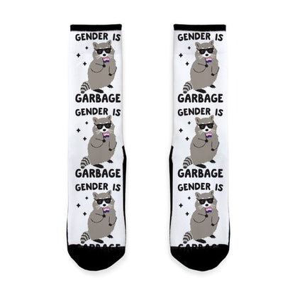 Gender Is Garbage Gender Fluid Raccoon Socks